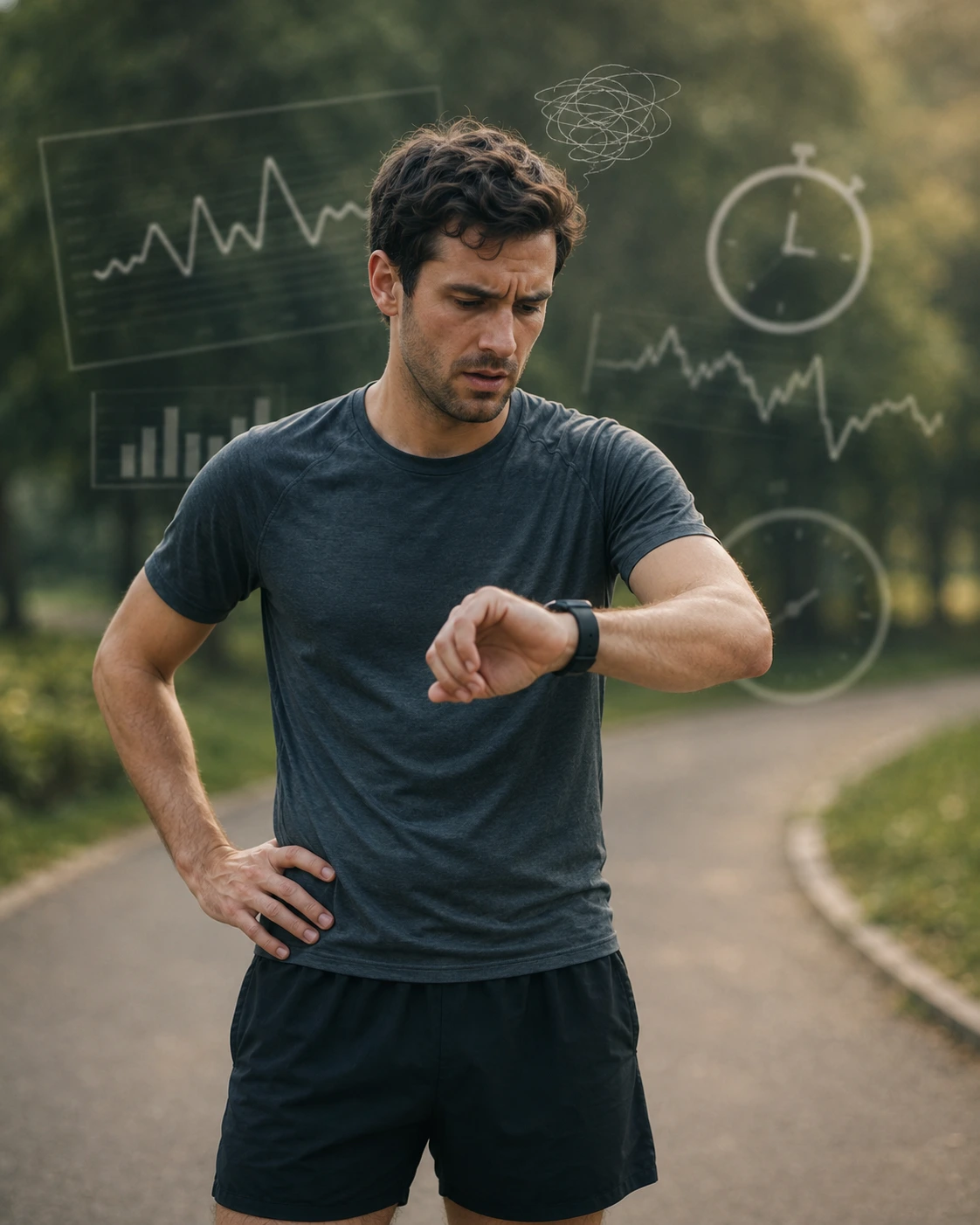 Runner reviewing a recent running result